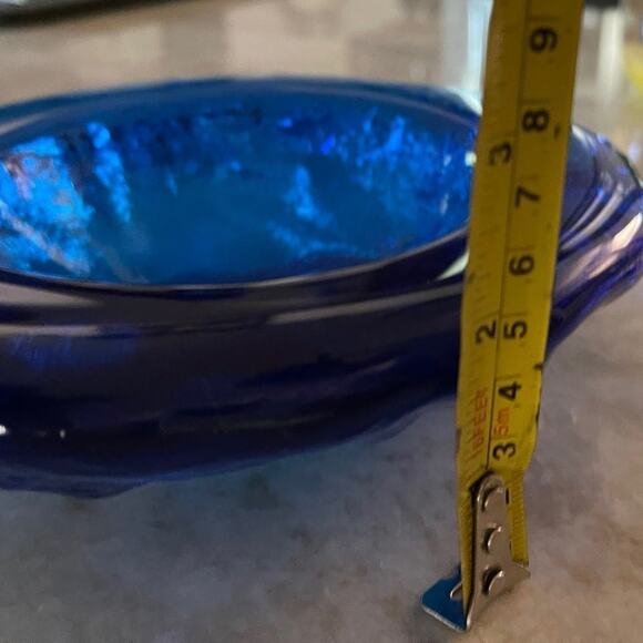 Glass dish ashtray vintage MCM cobalt blue